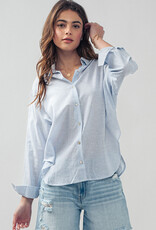 509 Broadway Lightweight Pin Stripe Button Top