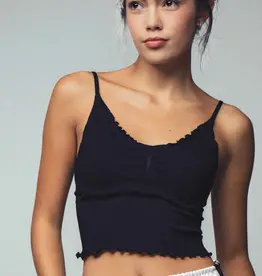 509 Broadway Seamless Ribbed Ruffle Trip Cami