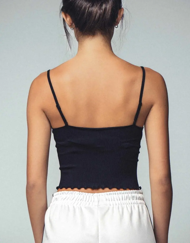 509 Broadway Seamless Ribbed Ruffle Trip Cami