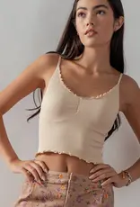 509 Broadway Seamless Ribbed Ruffle Trip Cami