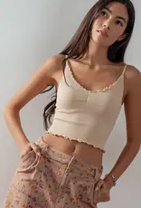 509 Broadway Seamless Ribbed Ruffle Trip Cami