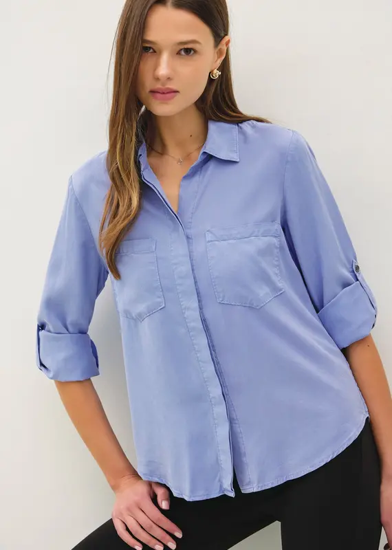 509 Broadway Tencel Long Sleeve Pocket Top