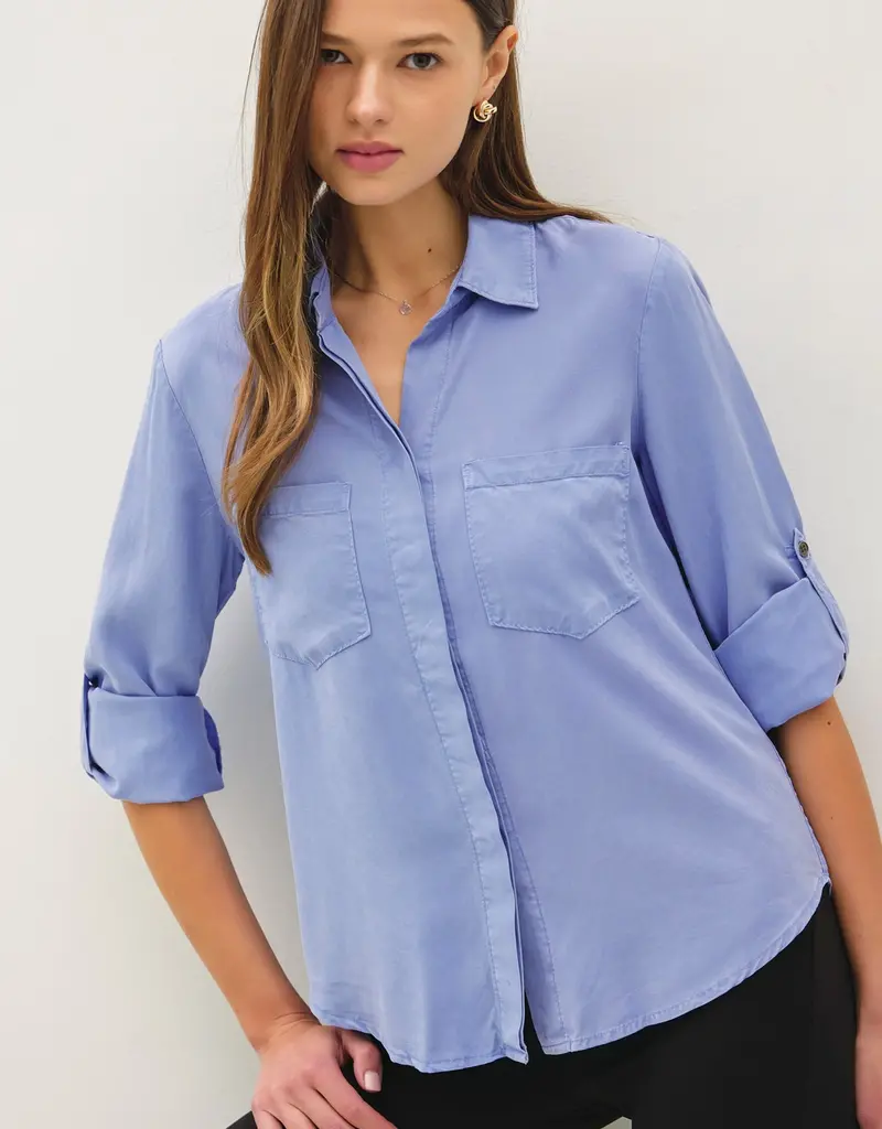 509 Broadway Tencel Long Sleeve Pocket Top