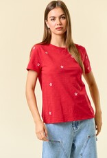 509 Broadway Star Embroidered Cotton Tee