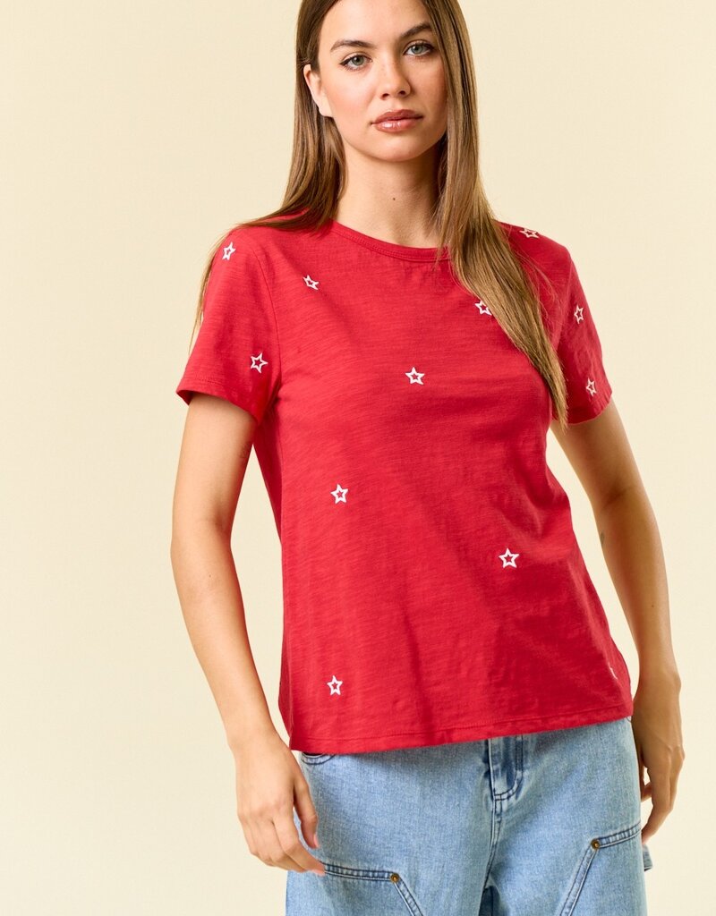 509 Broadway Star Embroidered Cotton Tee