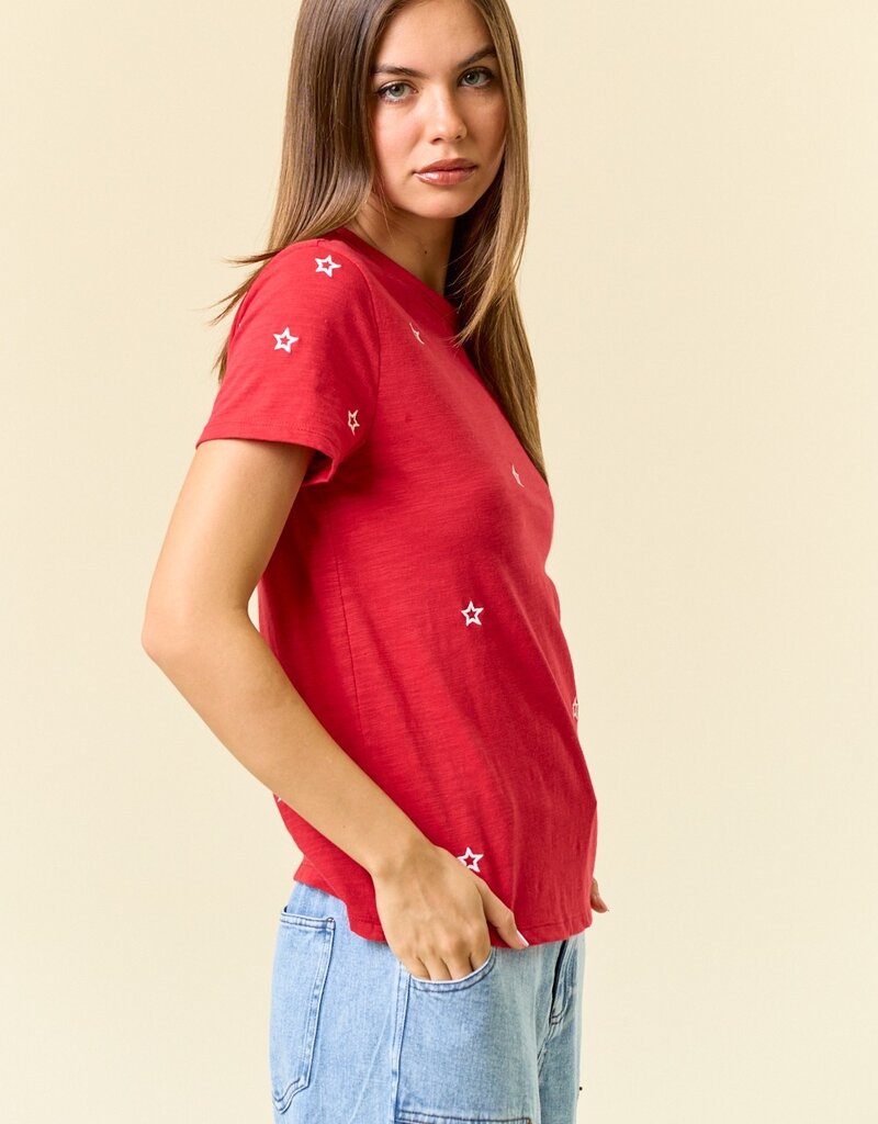 509 Broadway Star Embroidered Cotton Tee