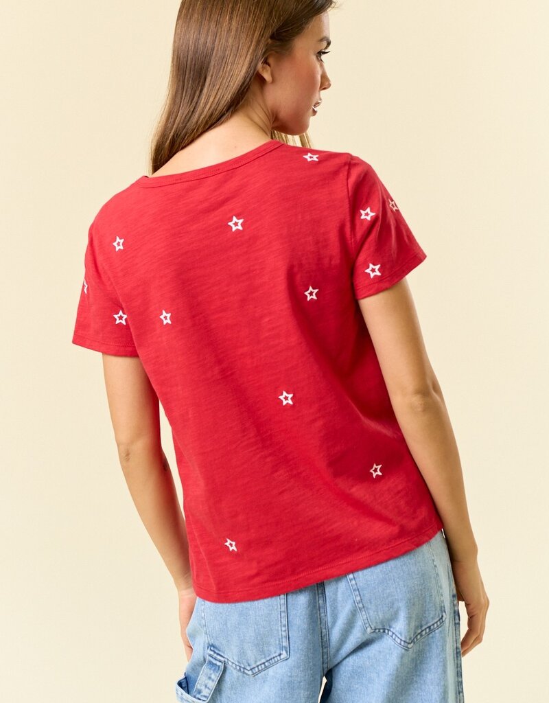 509 Broadway Star Embroidered Cotton Tee