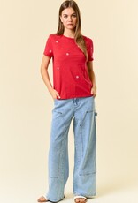 509 Broadway Star Embroidered Cotton Tee
