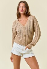 509 Broadway Pointelle Knit Crop Cardi