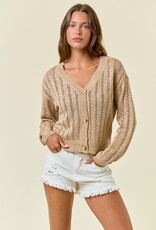 509 Broadway Pointelle Knit Crop Cardi