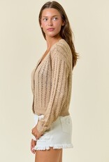 509 Broadway Pointelle Knit Crop Cardi