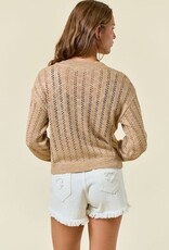 509 Broadway Pointelle Knit Crop Cardi