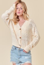 509 Broadway Pointelle Knit Crop Cardi