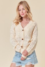 509 Broadway Pointelle Knit Crop Cardi