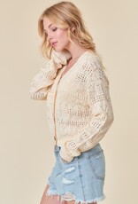 509 Broadway Pointelle Knit Crop Cardi