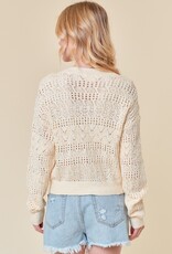 509 Broadway Pointelle Knit Crop Cardi