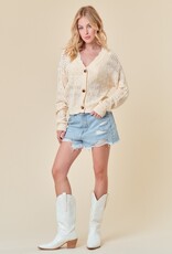 509 Broadway Pointelle Knit Crop Cardi