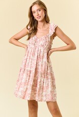 509 Broadway Floral Sweetheart Neck Tiered Dress