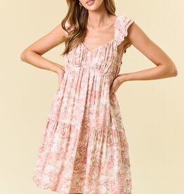 509 Broadway Floral Sweetheart Neck Tiered Dress