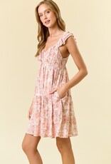 509 Broadway Floral Sweetheart Neck Tiered Dress