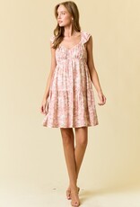 509 Broadway Floral Sweetheart Neck Tiered Dress