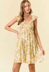 509 Broadway Floral Sweetheart Neck Tiered Dress