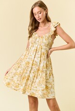 509 Broadway Floral Sweetheart Neck Tiered Dress