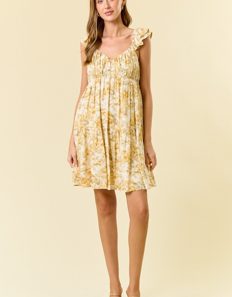 509 Broadway Floral Sweetheart Neck Tiered Dress