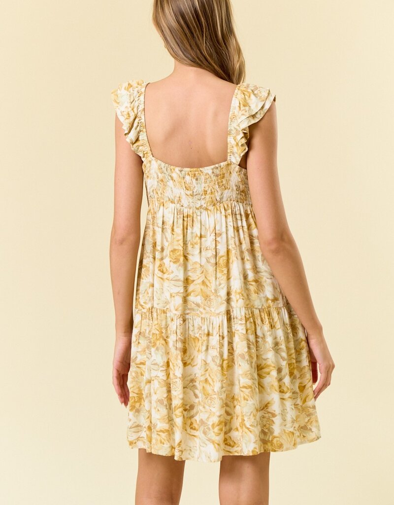 509 Broadway Floral Sweetheart Neck Tiered Dress