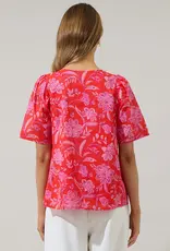 509 Broadway Aria Floral Jodie Pleated Top