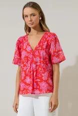509 Broadway Aria Floral Jodie Pleated Top