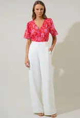 509 Broadway Aria Floral Jodie Pleated Top