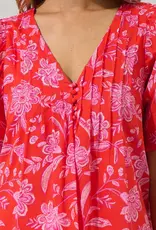 509 Broadway Aria Floral Jodie Pleated Top
