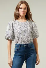 509 Broadway Heath Floral Balloon Sleeve Blouse
