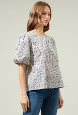 509 Broadway Heath Floral Balloon Sleeve Blouse
