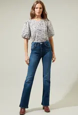 509 Broadway Heath Floral Balloon Sleeve Blouse