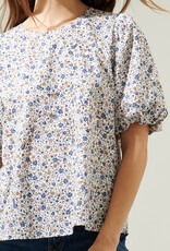 509 Broadway Heath Floral Balloon Sleeve Blouse