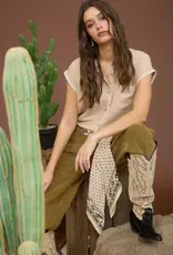 509 Broadway Contrast Stitch Trim Collared Top