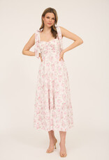 509 Broadway Floral Tie Strap Ruched Detail Maxi
