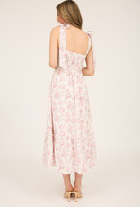 509 Broadway Floral Tie Strap Ruched Detail Maxi