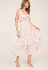 509 Broadway Floral Tie Strap Ruched Detail Maxi