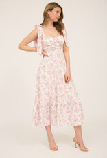 509 Broadway Floral Tie Strap Ruched Detail Maxi