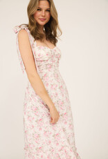 509 Broadway Floral Tie Strap Ruched Detail Maxi