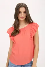 509 Broadway Ruffle Detail Bow Back SS Top