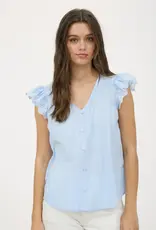 509 Broadway Stripe Clip Dot Floral Sleeve Blouse
