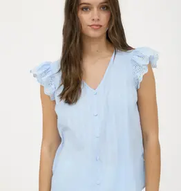 509 Broadway Stripe Clip Dot Floral Sleeve Blouse