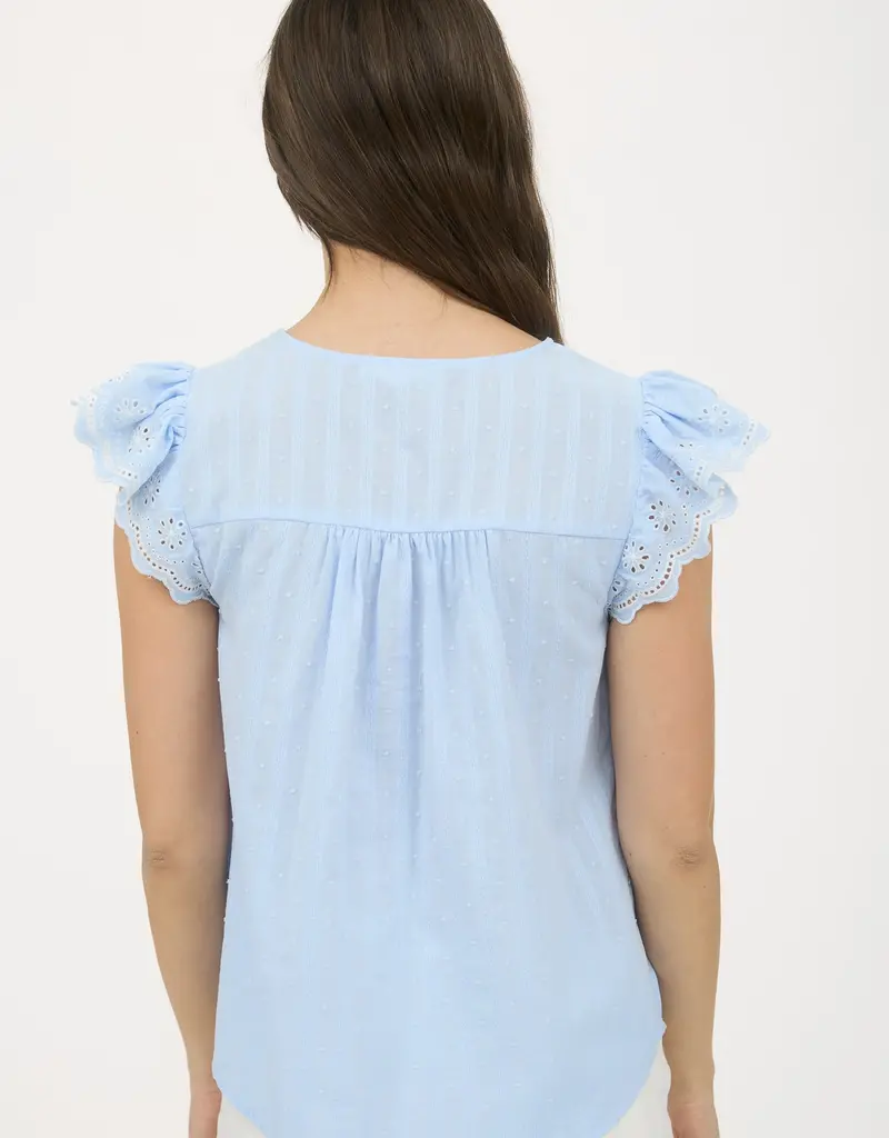 509 Broadway Stripe Clip Dot Floral Sleeve Blouse