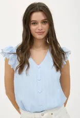 509 Broadway Stripe Clip Dot Floral Sleeve Blouse