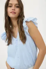 509 Broadway Stripe Clip Dot Floral Sleeve Blouse
