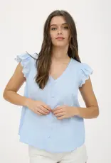 509 Broadway Stripe Clip Dot Floral Sleeve Blouse
